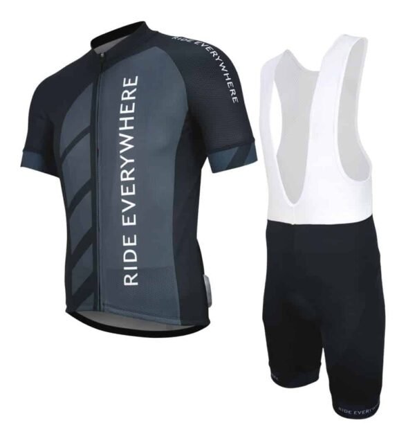 Upten Quality Black Gray Jersey with Bib Pant - Shorts Set