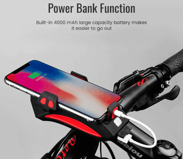 Phone Holder, Horn, Power Bank Charger, LED