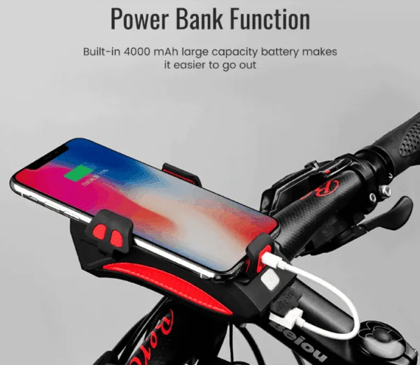 Phone Holder, Horn, Power Bank Charger, LED