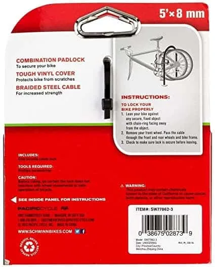 SCHWINN-5ft-combination-lock-02 Schwinn Twisted Steel 5' Cable Combination Lock