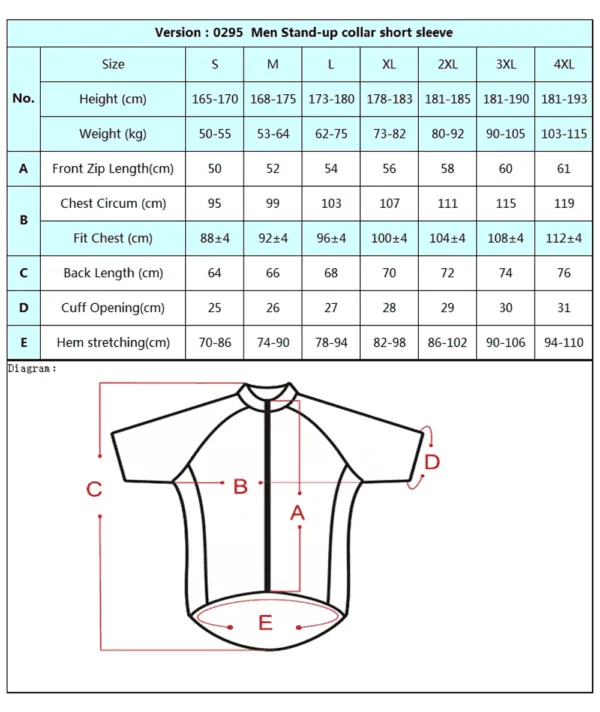Darevie-cycling-Jersey-top-sizing-chart Darevie - cycling Jersey-top-black