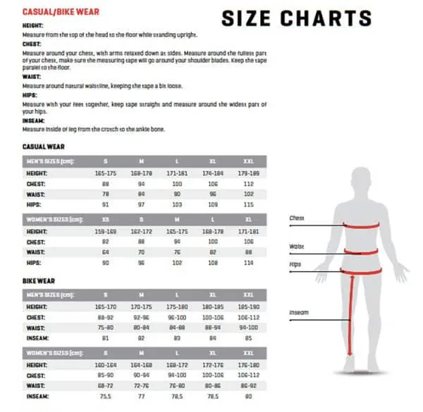jersey-sizing-chart2 M Bib Shorts KELLYS PRO Race with padding orange
