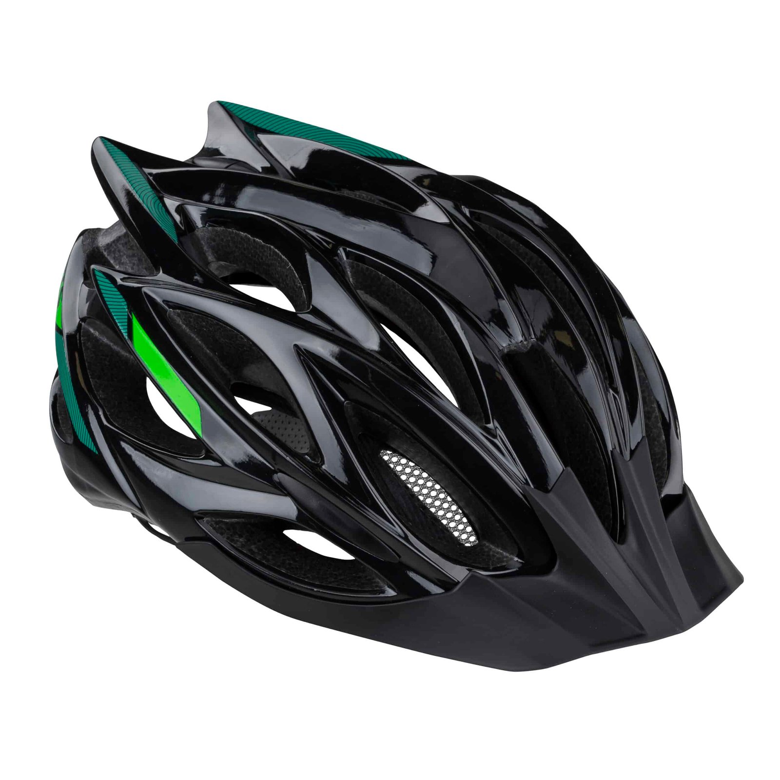 green and black bike helmet