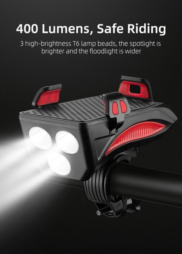 ROCKBROS 4 In 1 Multifunctional Bike Light -319B Full Black - Image 2
