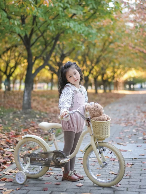 girl with beige bike Lanq L+ Grils Bike Kids Bicycles (14" & 16") - By Order
