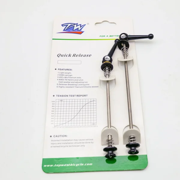 TW Bicycle Wheels Quick Release Skewer Set - Chrome/Titanium