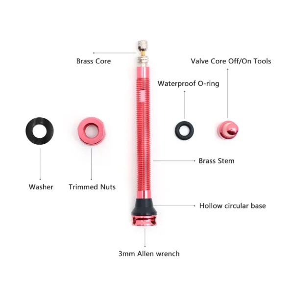 Ridenow Bike Presta Tubeless Valve Aluminum Alloy Core Removable for Road/Mountain Bike Tire 65mm